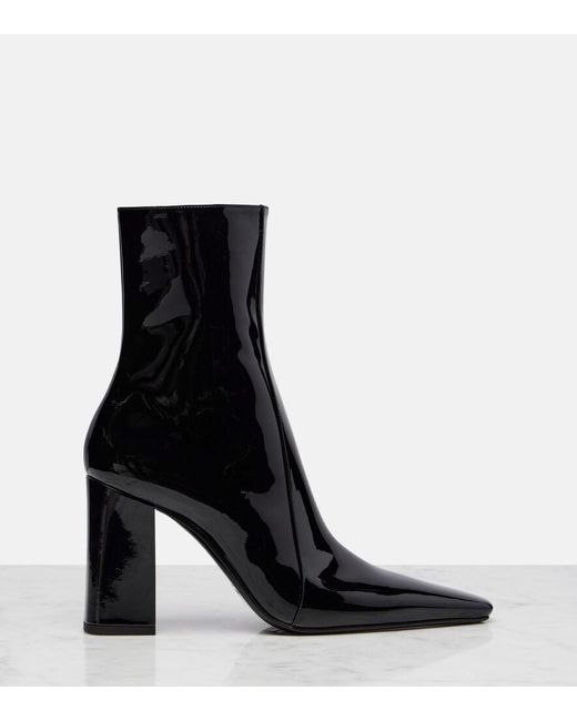 Saint Laurent Black Rainer 90 Patent Leather Ankle Boots
