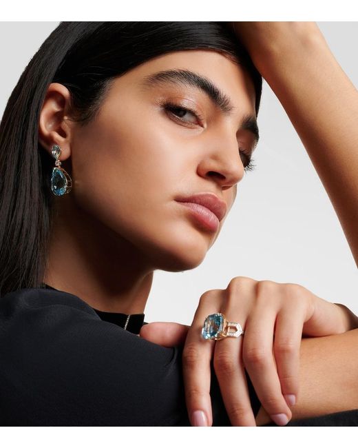 Mateo Blue Sophia 14Kt Earrings With Topaz And Diamonds