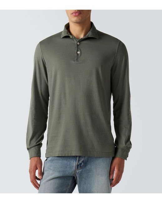 Fedeli Green Cotton Pique Polo Shirt for men