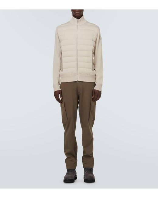Cardigan de algodon con panel de plumas Moncler de hombre de color White