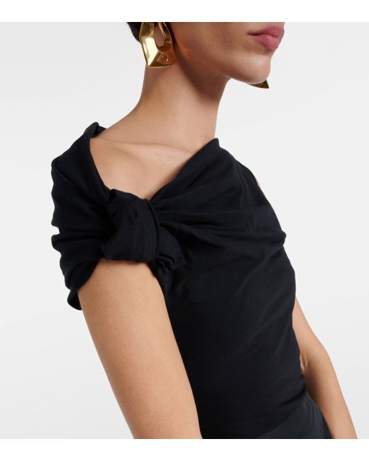 Alexander McQueen Black One-shoulder Cotton-blend Top