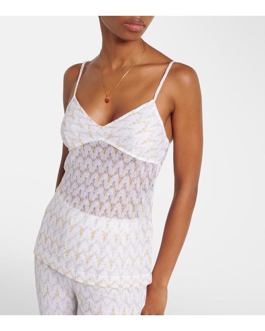 Missoni White Lame Tank Top