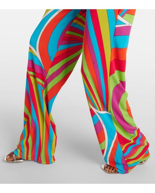Emilio Pucci Blue Iride Printed Straight Pants