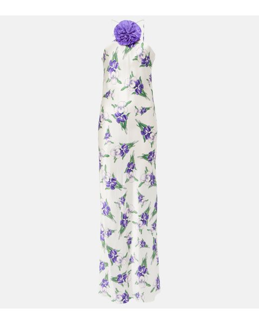 Rodarte White Floral-applique Silk Gown