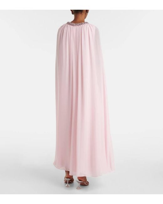 Self-Portrait Pink Caped Chiffon Gown