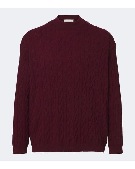 Lisa Yang Red Oskar Cable-Knit Cashmere Sweater for men