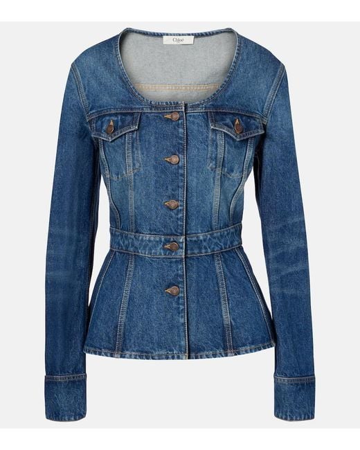 Chloé Blue Peplum Denim Jacket