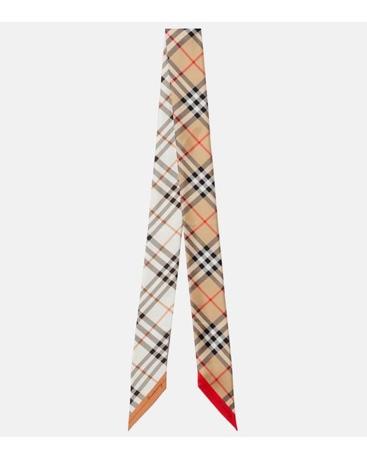 Burberry White Check Silk Scarf
