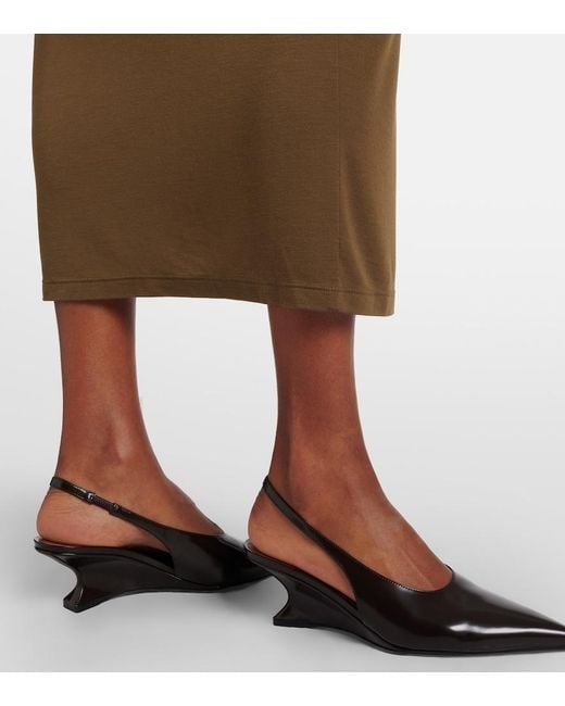 Paris Texas Brown Nina Leather Slingback Pumps