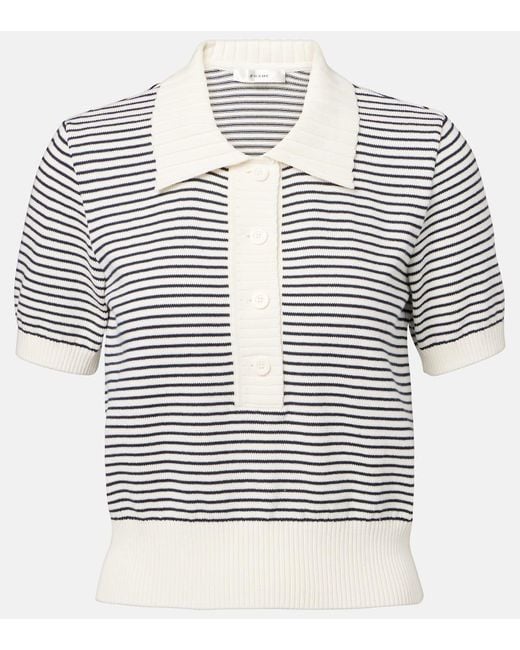 FRAME Metallic Striped Cotton Polo Shirt
