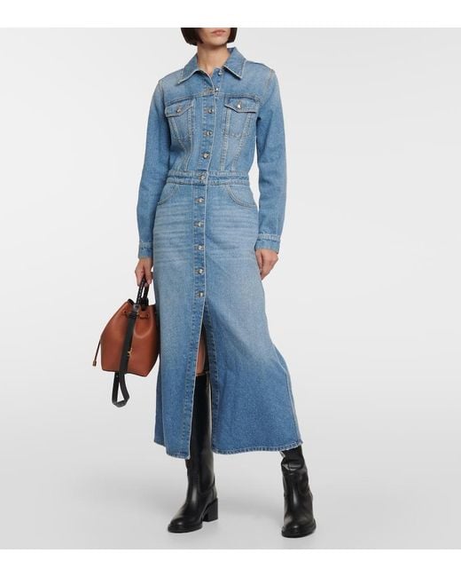 Chloé Blue Maxikleid Aus Denim