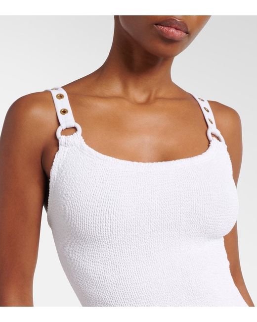 Hunza G White Melody Embellished Swimsuit