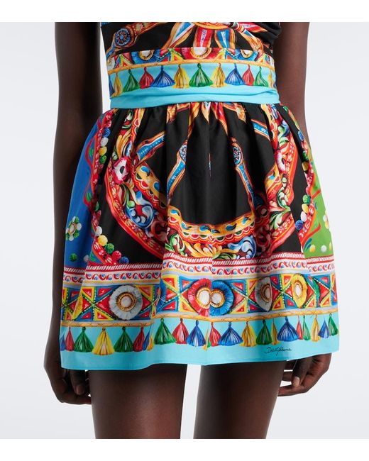 Dolce & Gabbana Multicolor Carretto Cotton Minidress