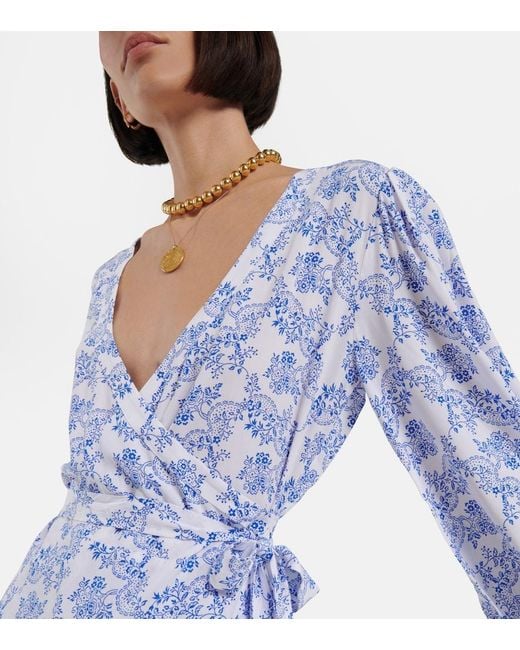 Melissa Odabash Blue Legacy Floral Wrap Minidress