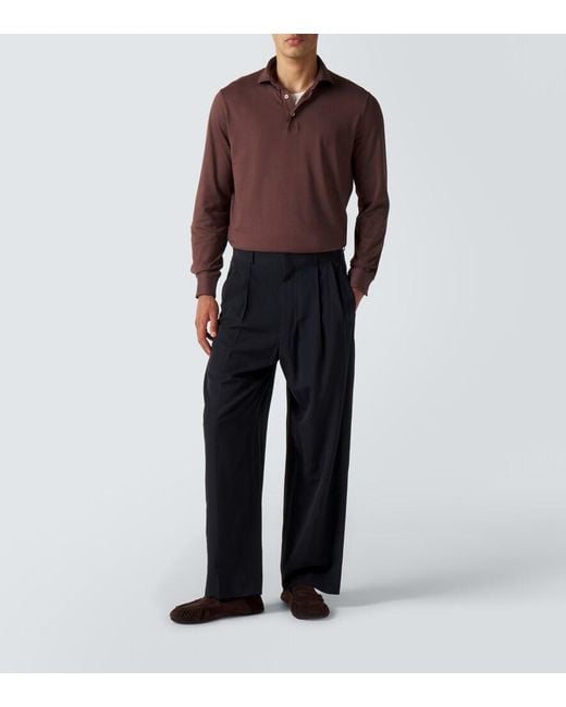 Fedeli Brown Cotton Pique Polo Shirt for men