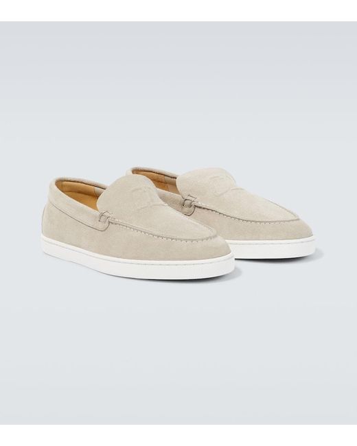 Mocassins Varsiboat En Daim Embosse Christian Louboutin pour homme en coloris White