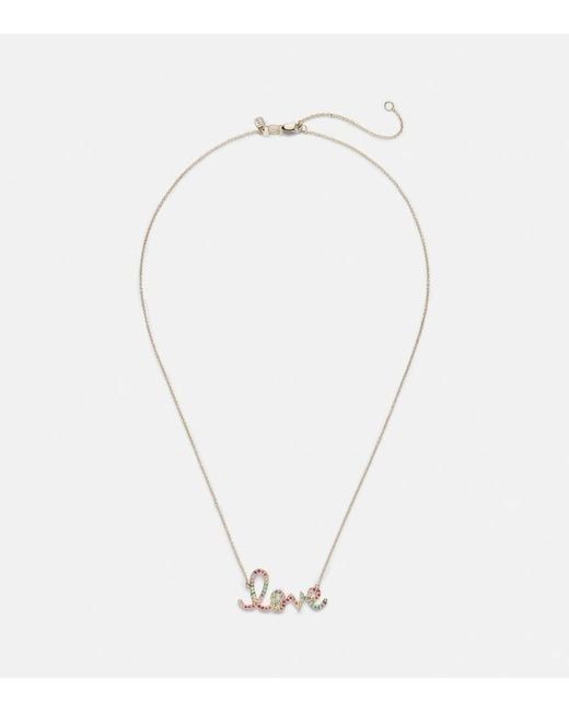 Sydney Evan Metallic Love 14Kt Necklace With Sapphires