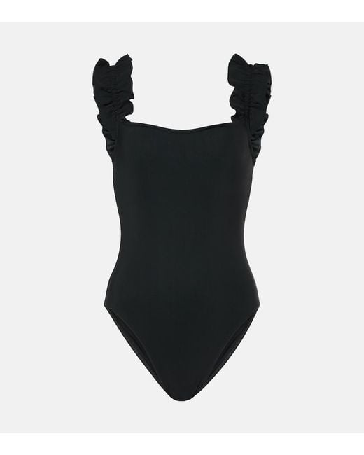 Karla Colletto Black Willow Ruffled Swimsuit
