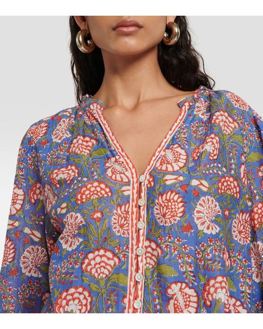 Velvet Blue Top Marcella Aus Einem Baumwollgemisch