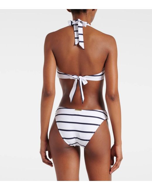 Heidi Klein White Striped Halterneck Bikini Top