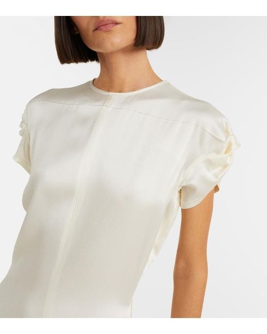 Victoria Beckham White Asymmetric Crepe Satin Midi Dress