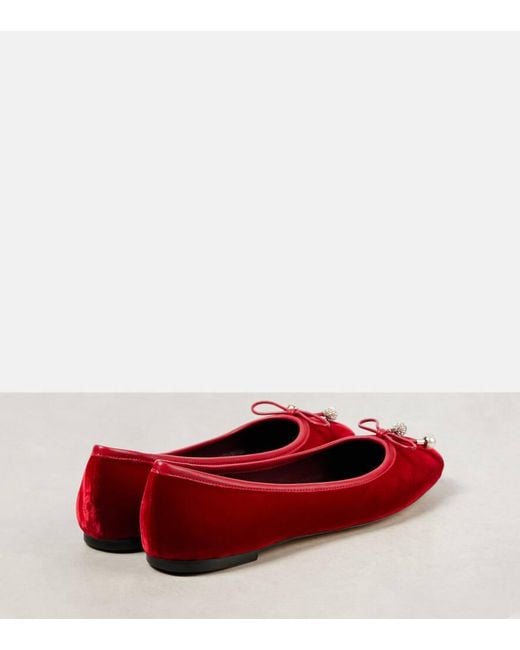 Jimmy Choo Red Elme Velvet Ballet Flats