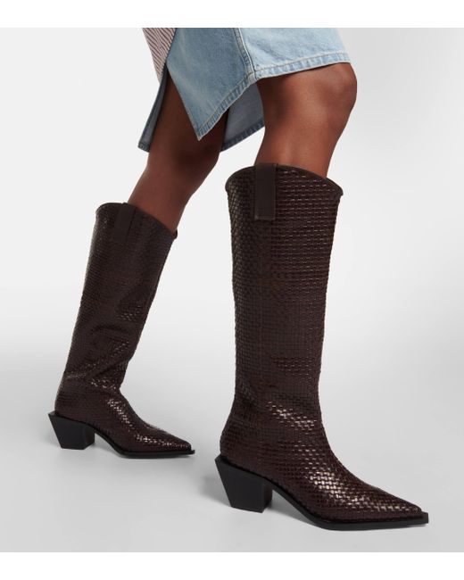 Souliers Martinez Black Sole Telar Leather Knee-high Boots