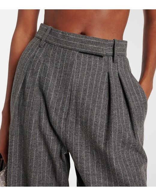 Alex Perry Gray Pinstriped High-Rise Tapered Pants