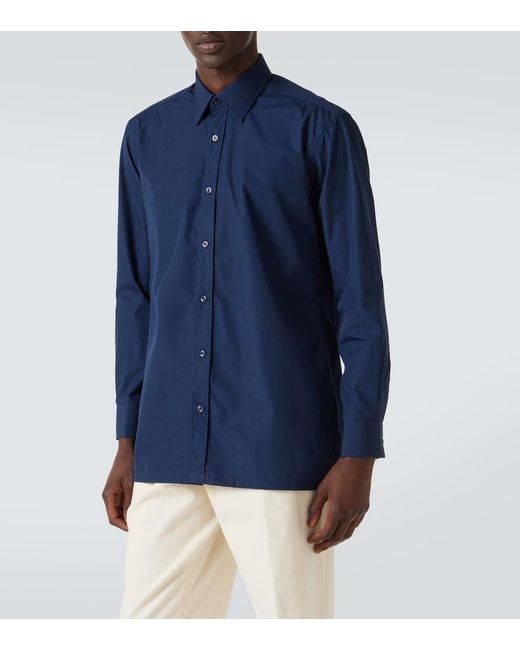 Charvet Blue Cotton Poplin Shirt for men