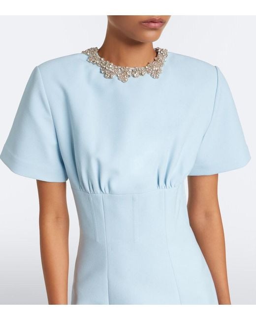 Rachel Gilbert Blue Dovetta Embellished Crepe Corset Gown