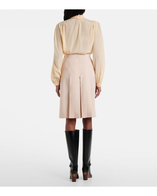 Valentino Natural Virgin Wool Midi Skirt