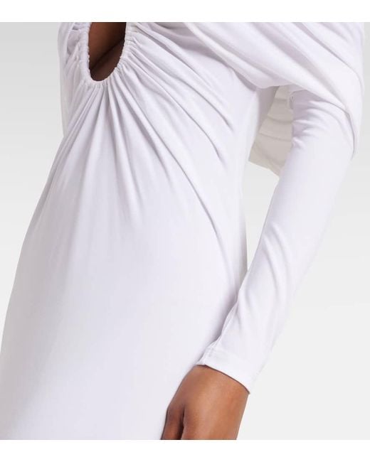 Christopher Esber White Arched Palm Off-Shoulder Maxi Dress