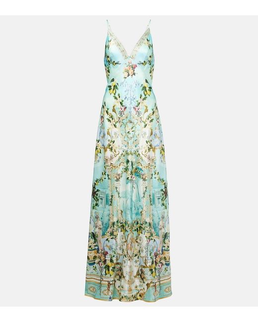 Camilla Green Silk Slip Dress