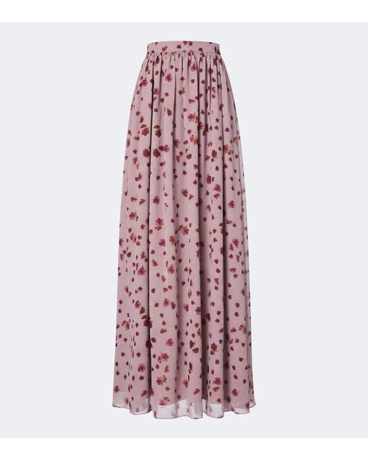 Markarian Purple Morgaine Floral Chiffon Maxi Skirt