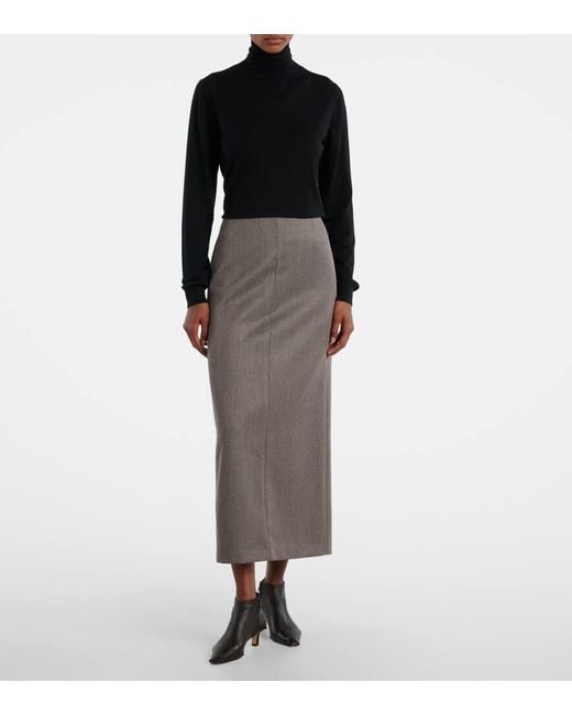 Jupe Longue Nythra En Laine Vierge The Row en coloris Gray