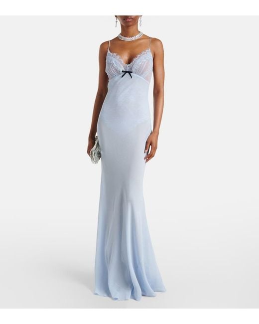 Self-Portrait Blue Maxi Georgette Dress