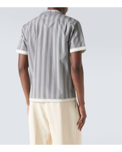 Orlebar Brown Gray Hibbert Floral Cotton Bowling Shirt for men