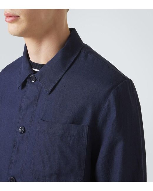Vilebrequin Blue Linen Overshirt for men