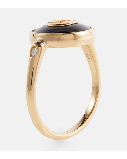 Gucci Black Interlocking G 18Kt Ring With Onyx And Diamonds