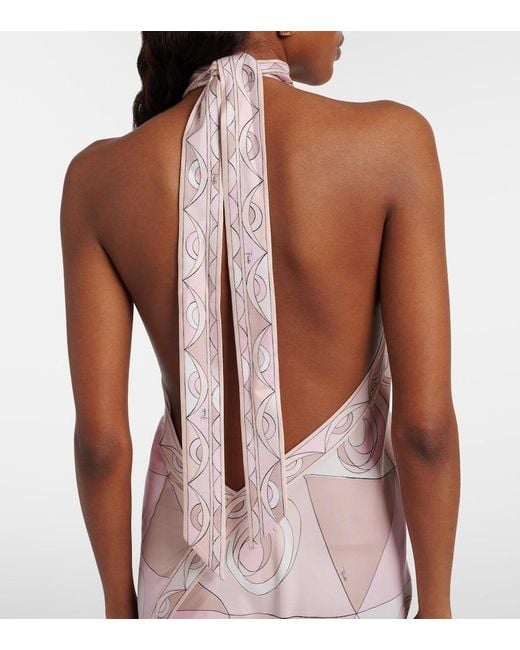 Emilio Pucci Pink Occhi Silk Twill Maxi Dress