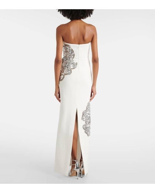 Rebecca Vallance White Layana Strapless Embellished Gown