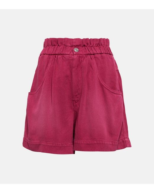 Isabel Marant Red Titea Denim Shorts