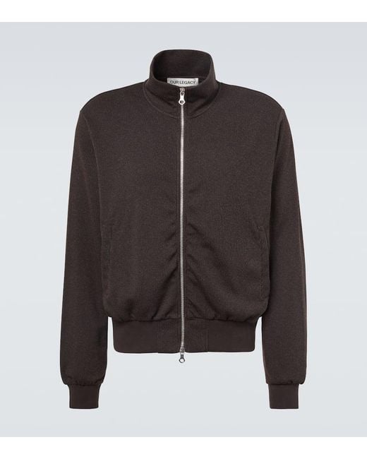 Our Legacy Black Mob Ribbed-Knit Cotton-Blend Bomber Jacket for men