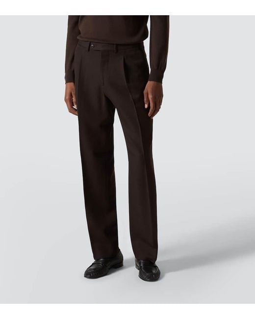 Pantalones Rectos Amo De Sarga De Lana Saman Amel de hombre de color Black