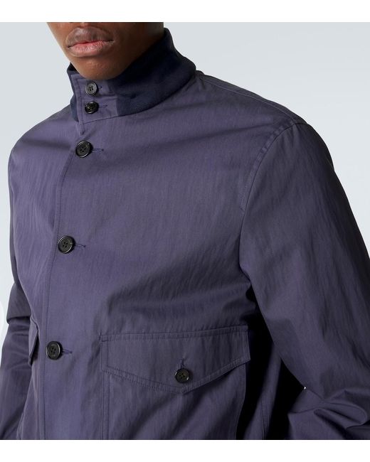 Dunhill Blue Cotton-Blend Twill Bomber Jacket for men