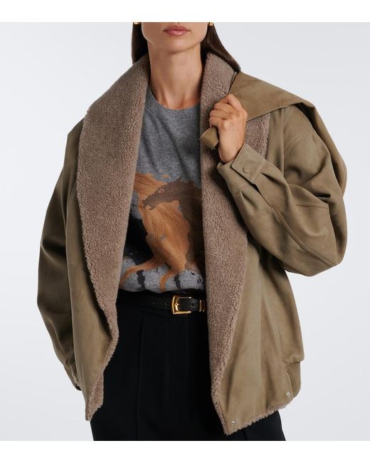 Stella McCartney Natural Oversized Teddy-Trimmed Blouson Jacket
