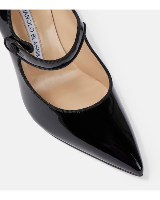 Manolo Blahnik Black Campari 90 Patent Leather Pumps