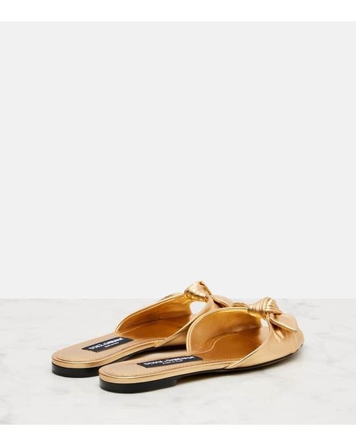 Dolce & Gabbana Metallic Leather Slides
