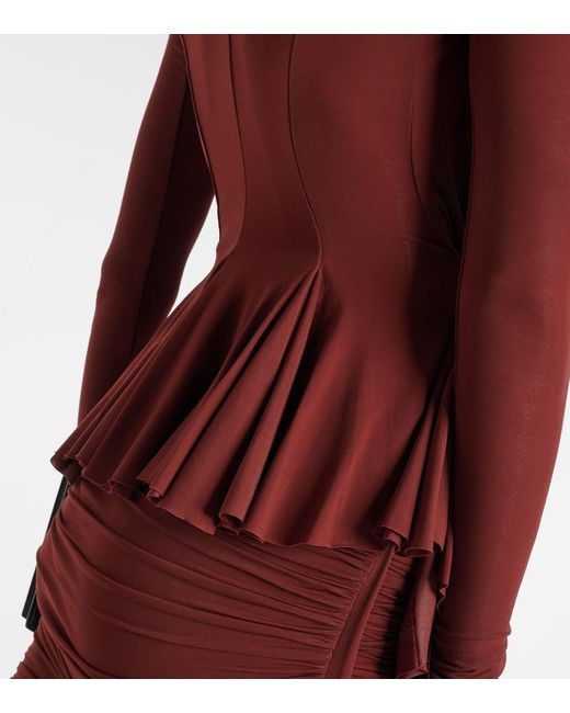 Rick Owens Red Hollywood Cupro-Blend Wrap Jacket