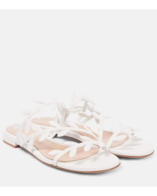 Gianvito Rossi White Flavia Leather Slides